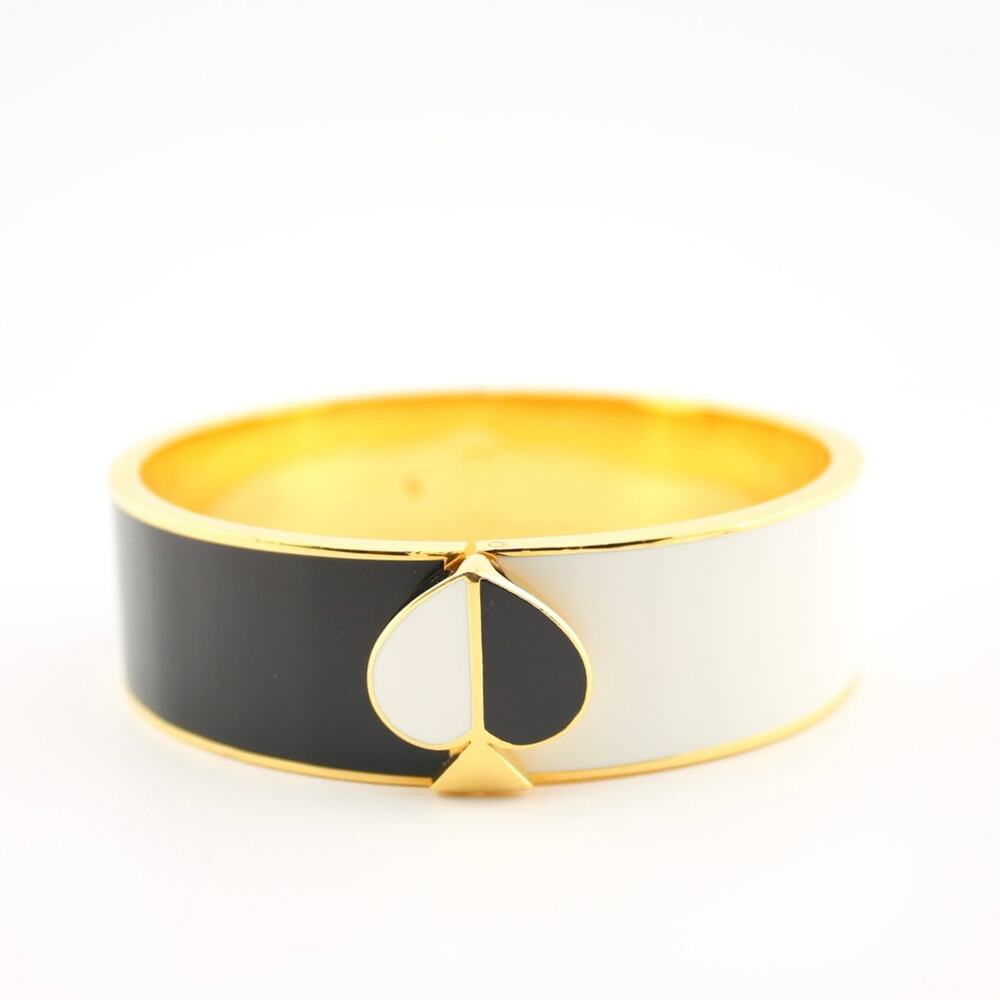 Kate Spade New York Yin Yang Black White Enamel Hinged Bangle Bracelet